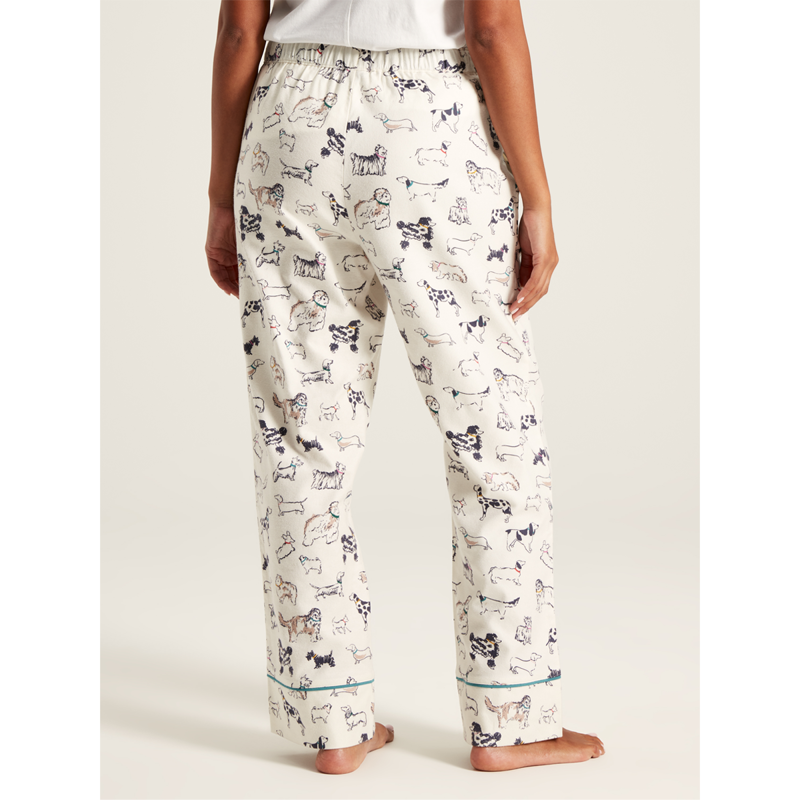 Joules Ladies Stella Pyjama Bottoms - Party Cream Dogs-2